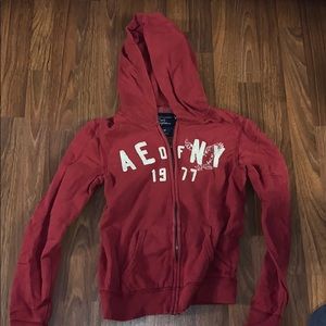 Red American eagle zip up sweatshirt